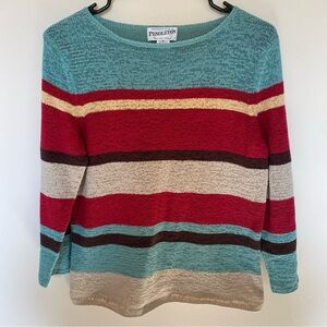 Pendleton Colorful Knit Top Size M stripe Cotton Blended Lightweight Beach Cozy